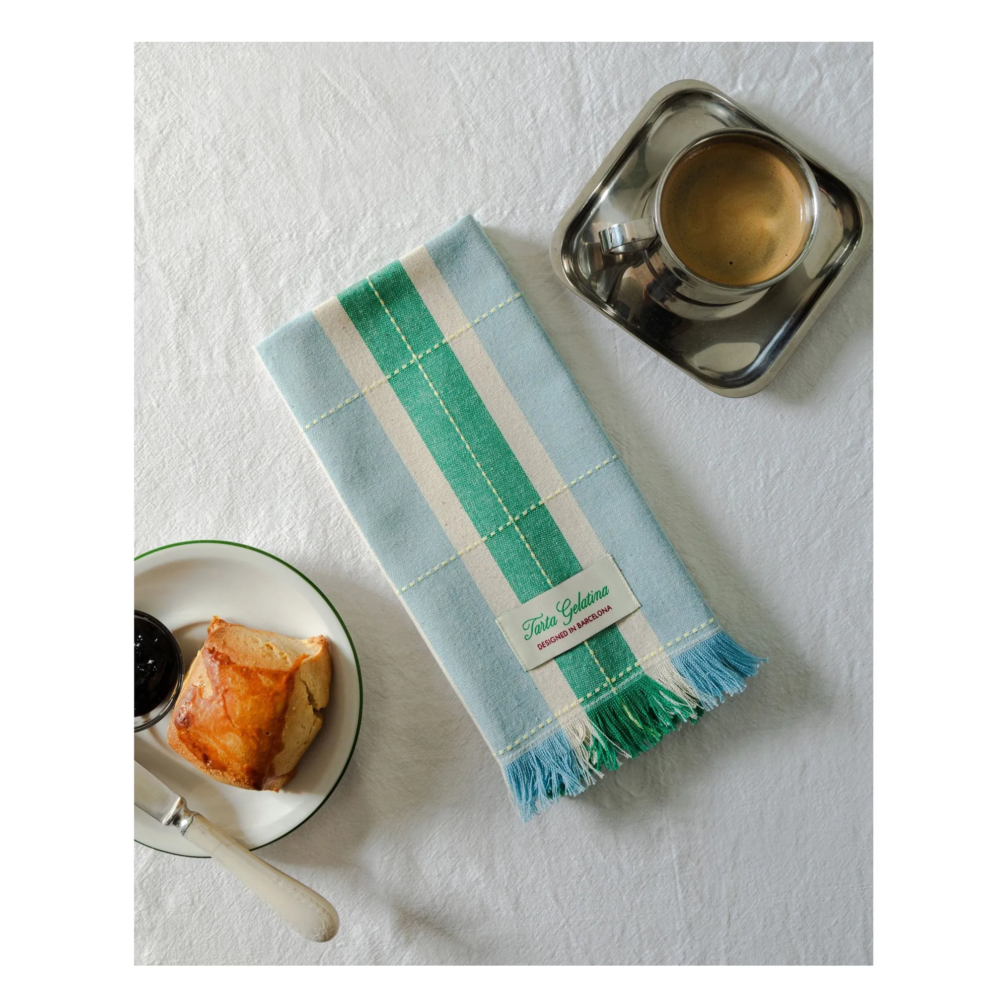Serviettes de table en coton bio - Set de 2 | Bleu- Image produit n°1