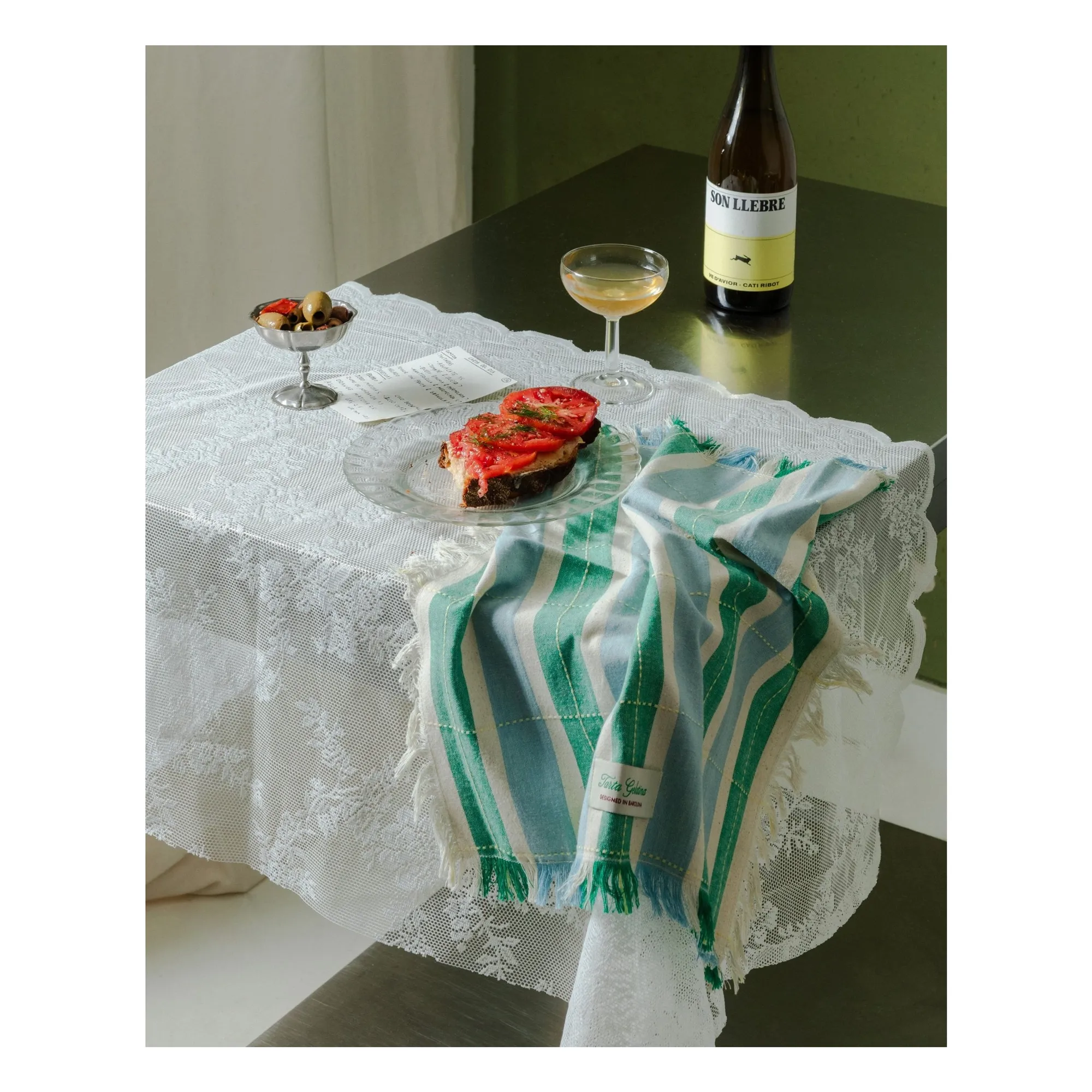 Serviettes de table en coton bio - Set de 2 | Bleu- Image produit n°2
