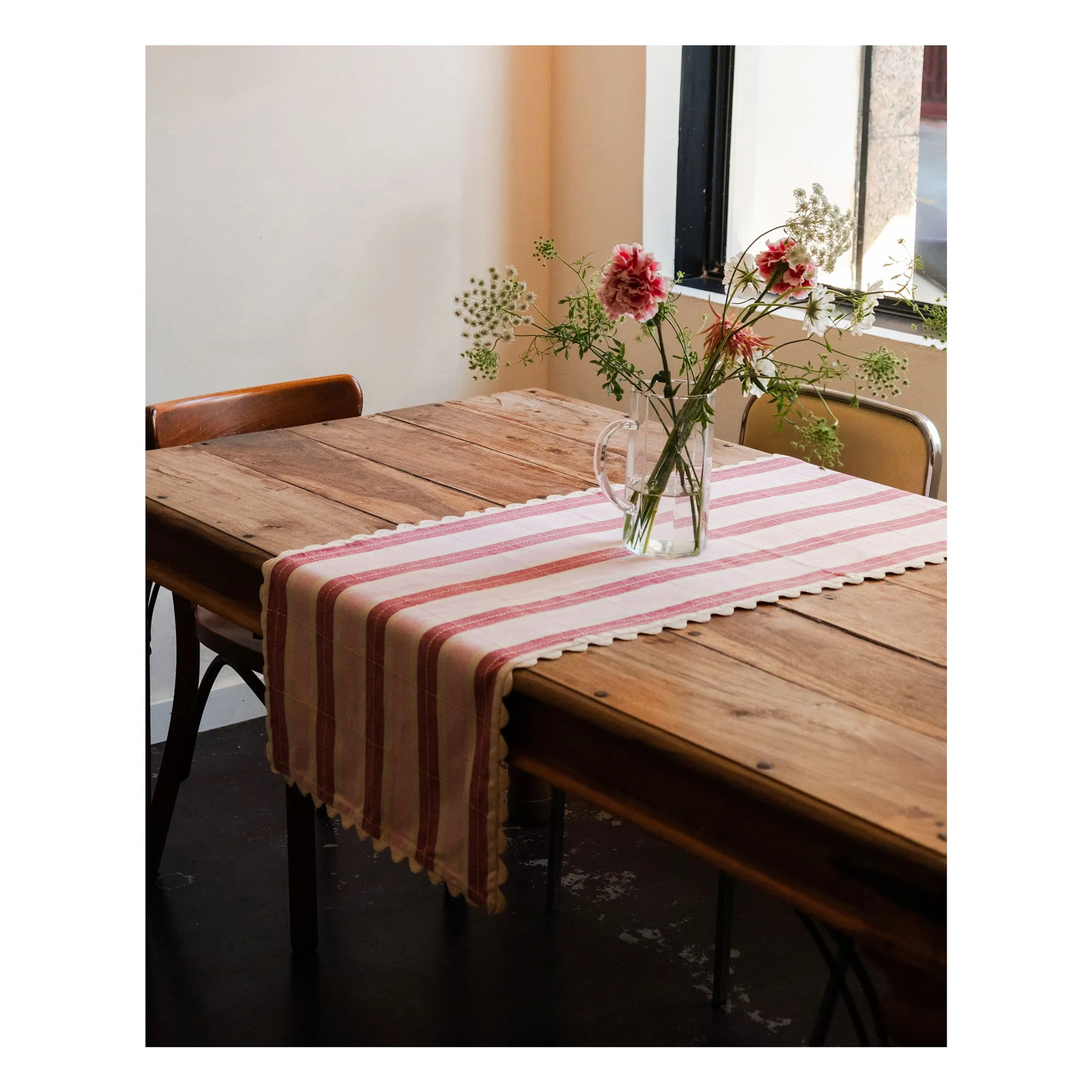 Chemin de table en coton bio | Rose- Image produit n°1