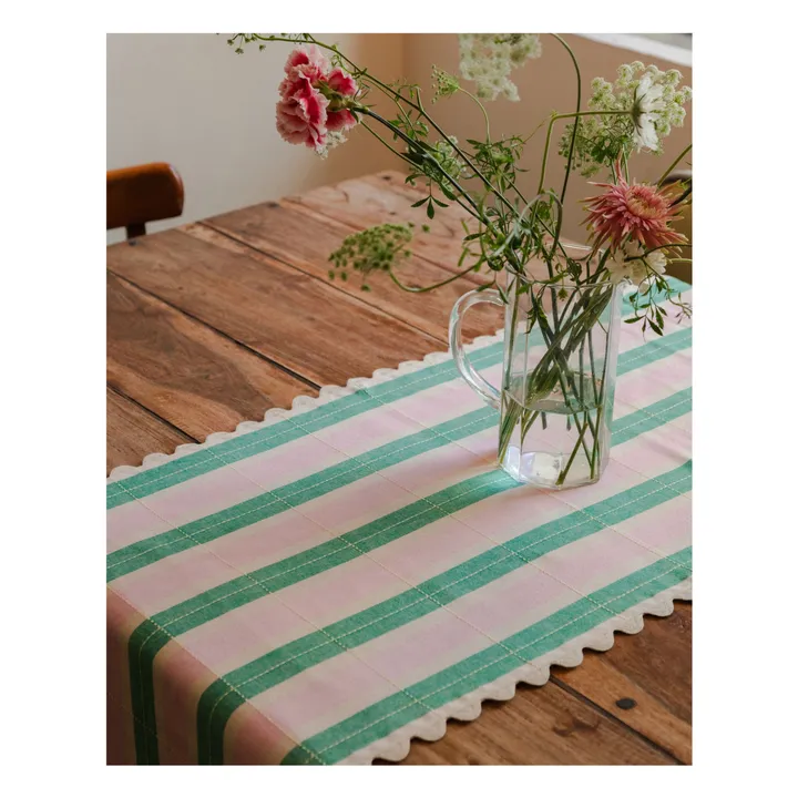 Chemin de table en coton bio | Vert- Image produit n°1
