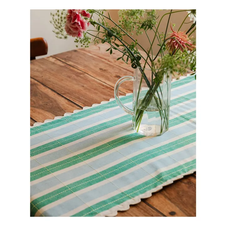 Organic cotton table runner | Blue- Product image n°1