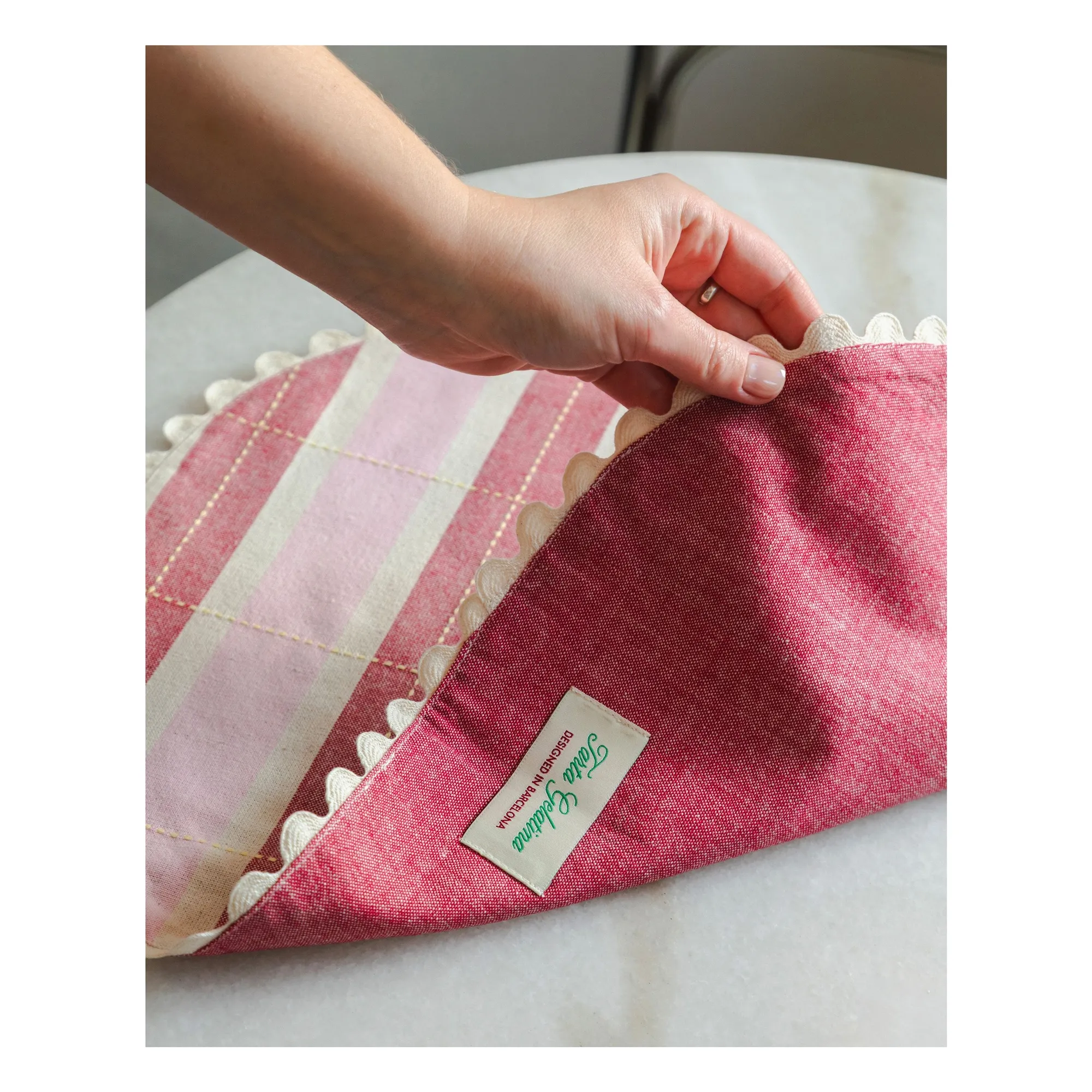 Sets de table en coton bio - Set de 2 | Rose- Image produit n°3