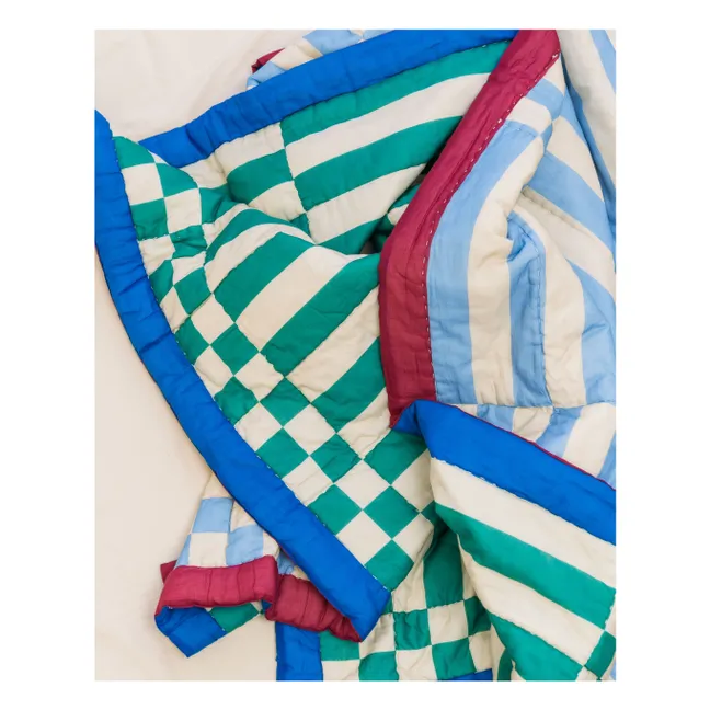 Colcha reversible a rayas | Azul