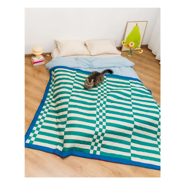 Striped reversible throw | Blue- Product image n°2