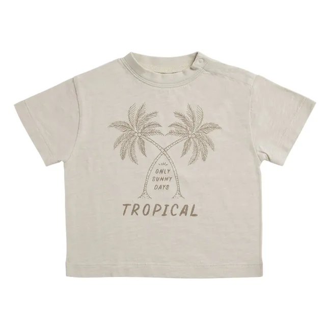 Camiseta Tropical Palm | Gris Claro