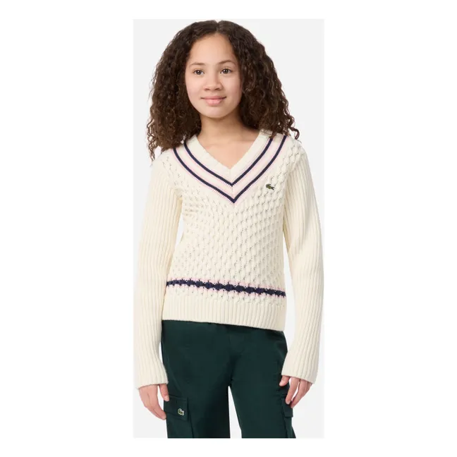 Organic cotton cable knit sweater | Ecru