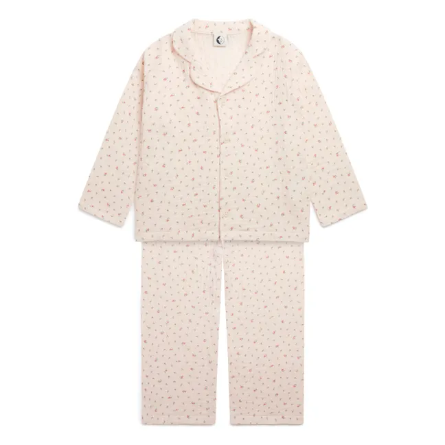 Pyjama Fleuri Gaze de Coton Bio | Rose pâle
