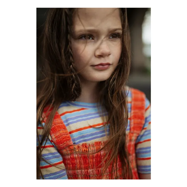 Carreaux Smocked Dress  | Coral