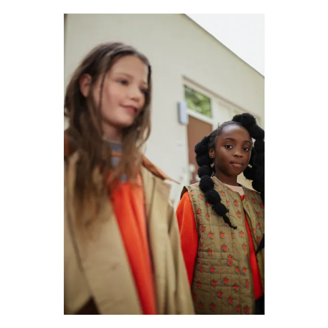 Abrigo de sarga Cuello de terciopelo | Marrón claro