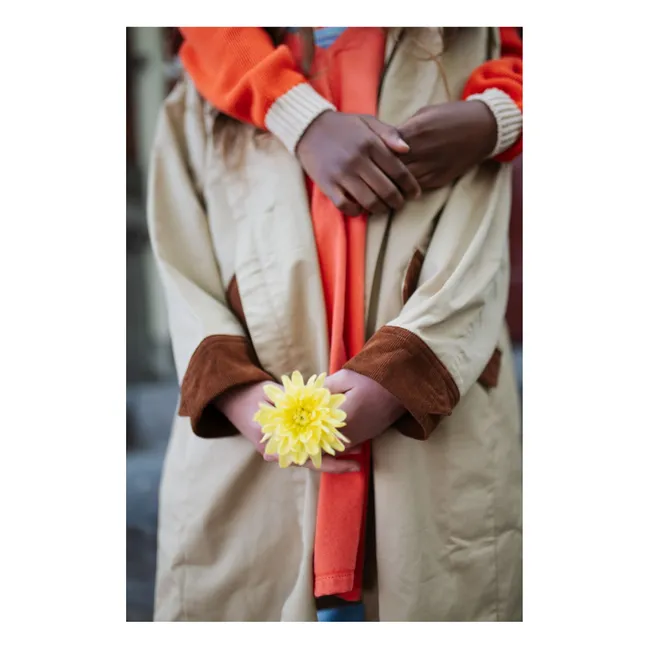 Manteau Twill Col Velours | Marron clair 