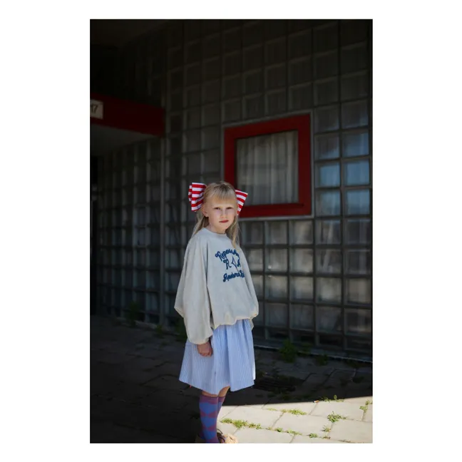 Striped Buttoned Waist Skirt | Light Blue