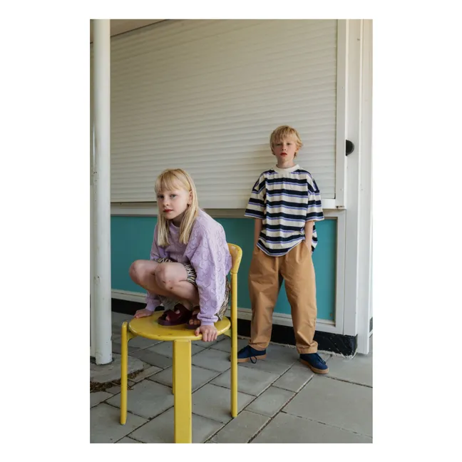 Boxy Striped Organic Cotton T-shirt | Cream