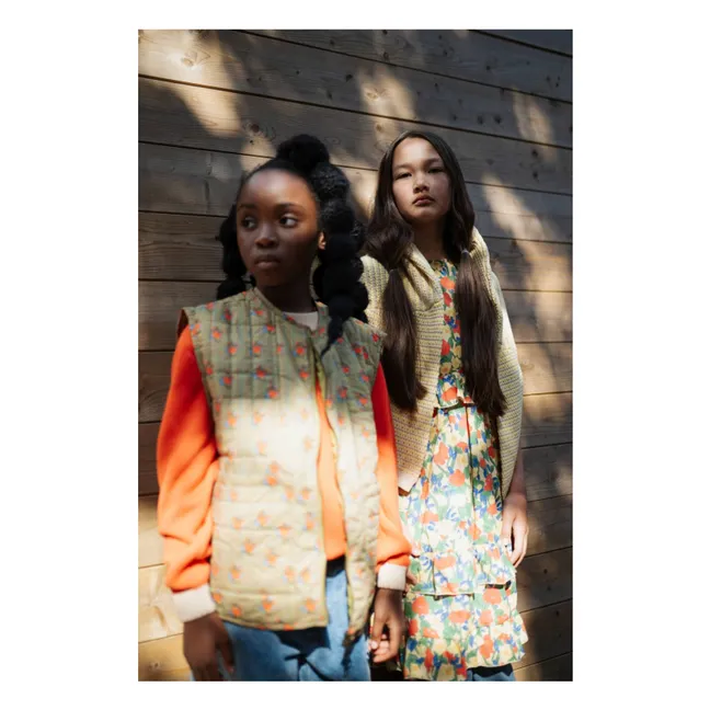 Robe Volants Fleurie Coton Bio | Jaune pâle