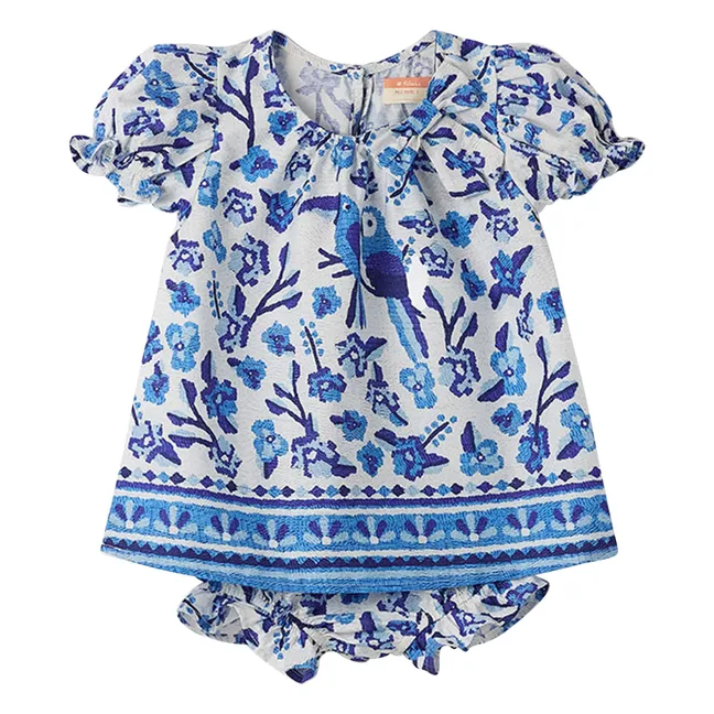 Barboteuse Jardin de Fleurs | Bleu