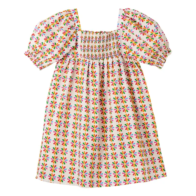 Robe Midi Manches Bouffantes Moulin à Vent | Blanc