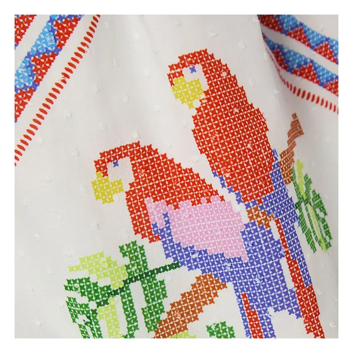 Robe Manches Bouffantes Fleurie | Blanc- Image produit n°2