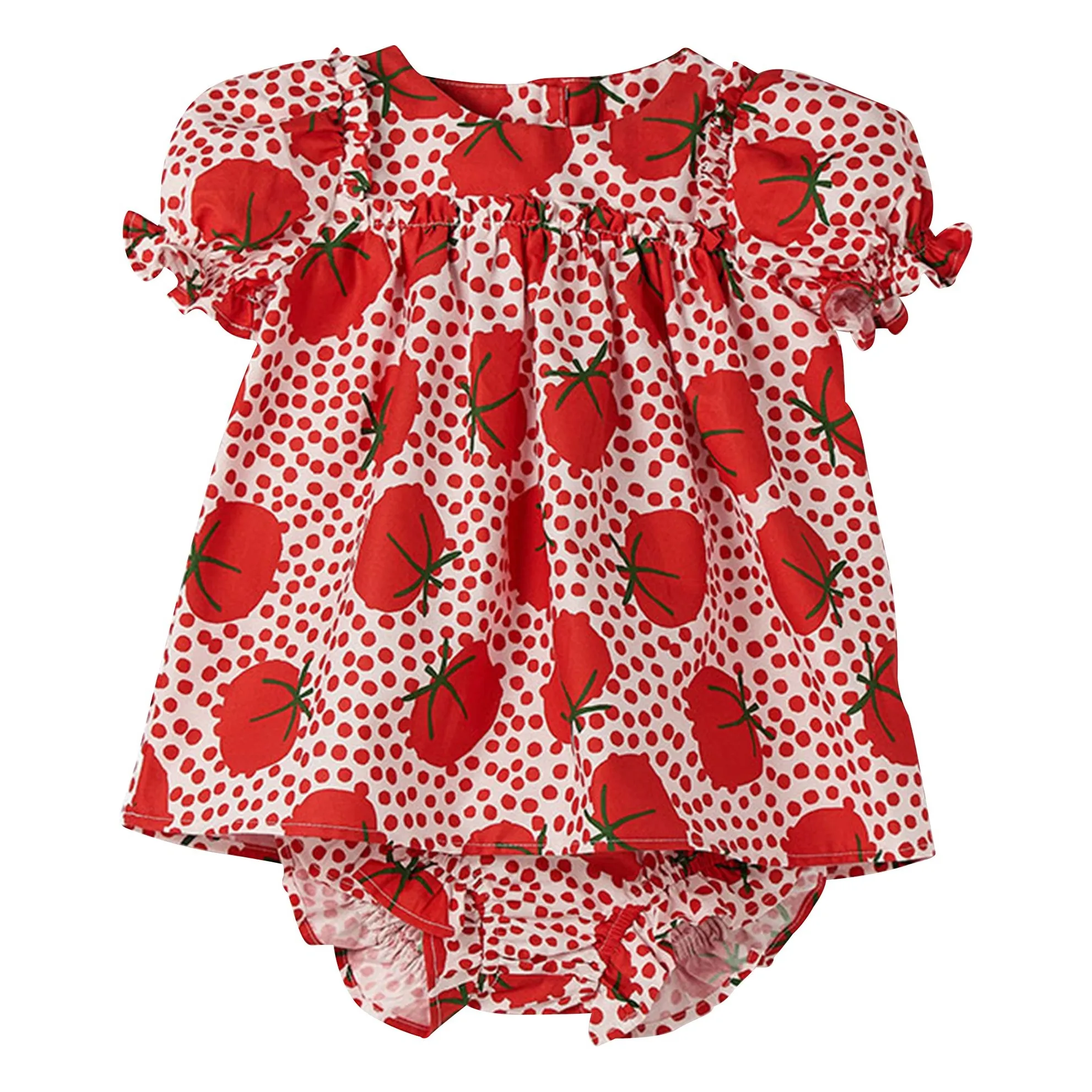 Barboteuse Tomates Pois | Rouge- Image produit n°0
