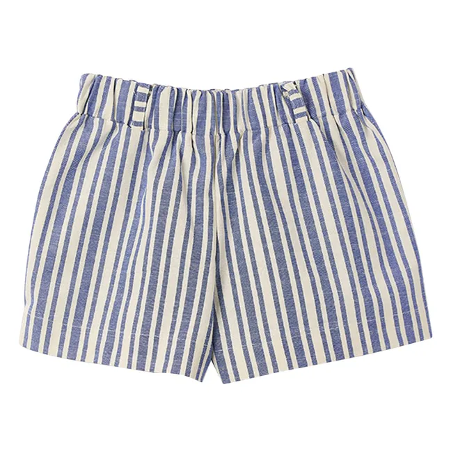 Short Large Rayé | Bleu Clair