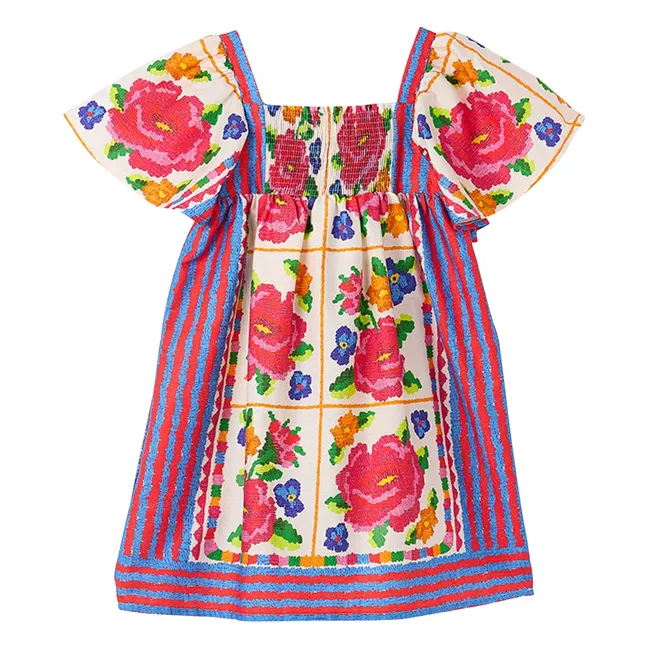 Vestido de flores con mangas acampanadas | Rosa