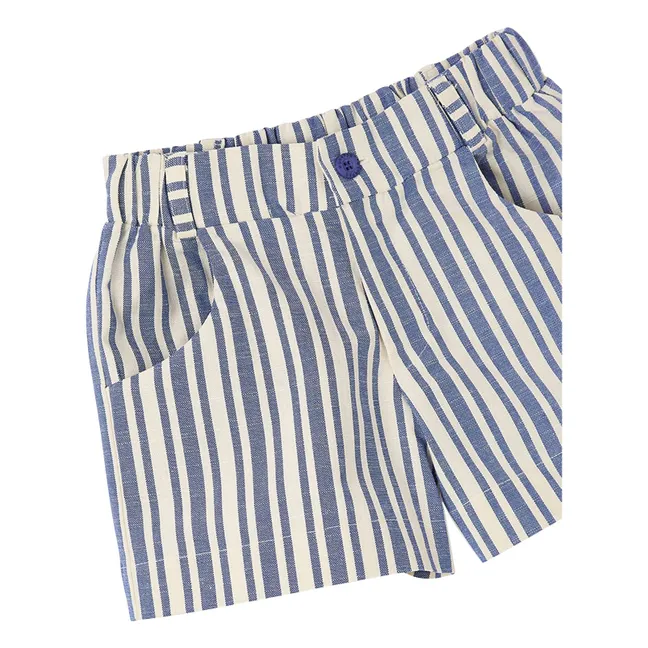 Short Large Rayé | Bleu Clair