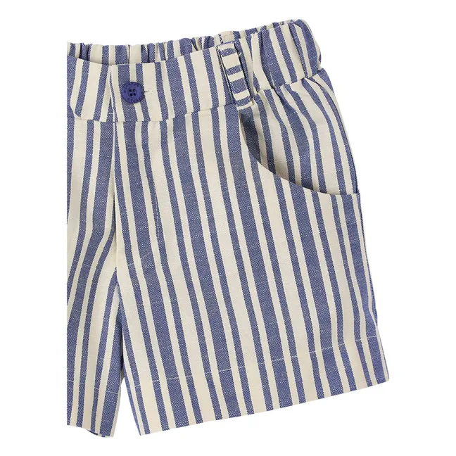 Short Large Rayé | Bleu Clair