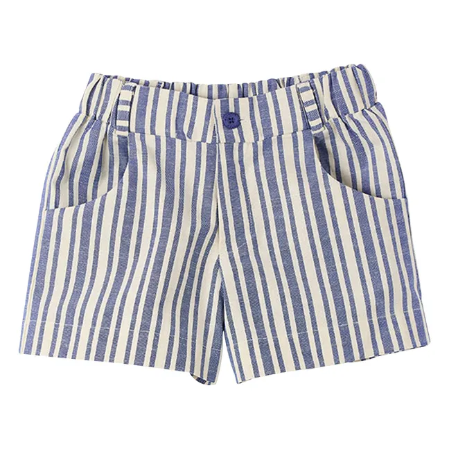 Short Large Rayé | Bleu Clair