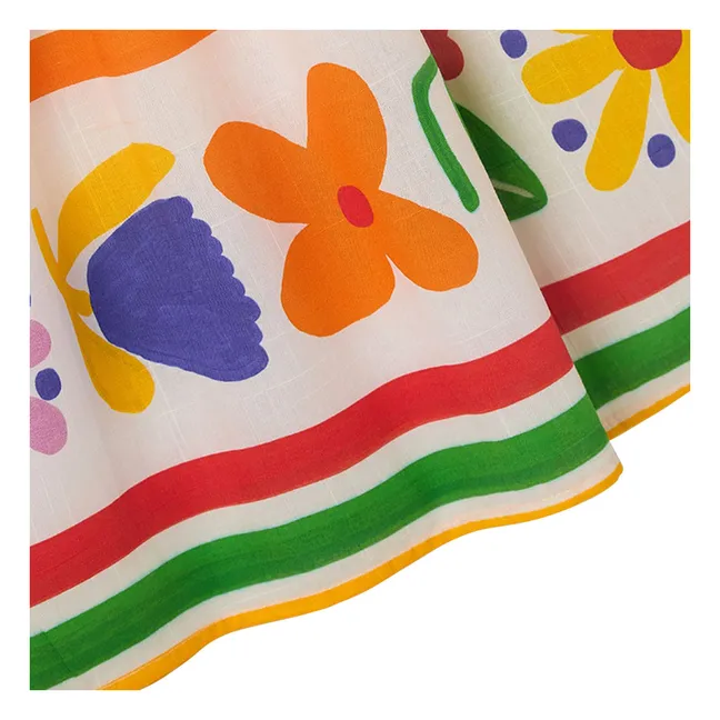 Vestido de manga abullonada con flores a rayas | Amarillo