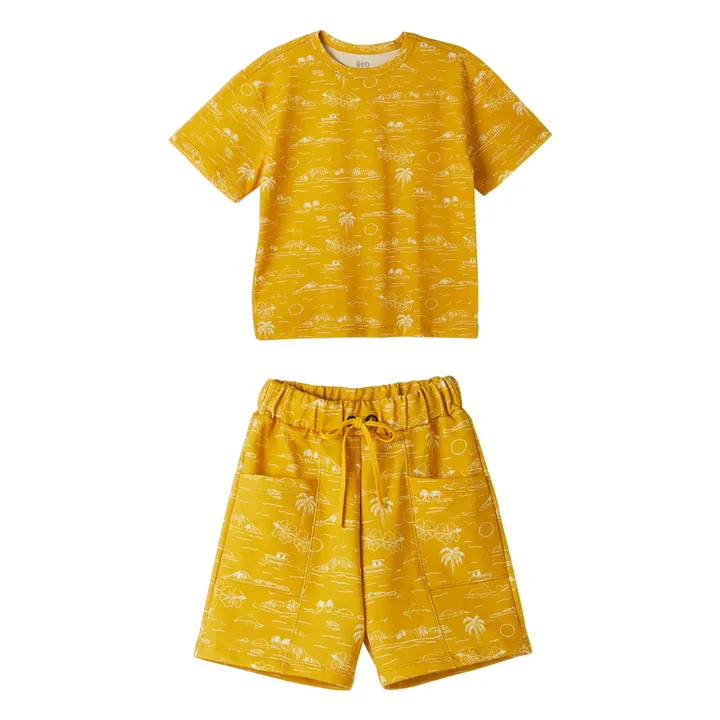 Conjunto de camiseta de palmeras y bermudas | Amarillo- Imagen del producto n°0