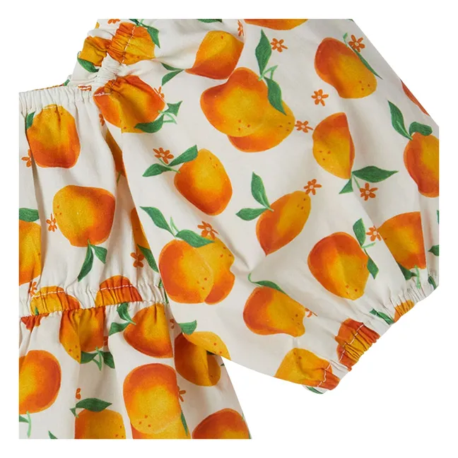 Blouse Crop Volants Oranges | Blanc