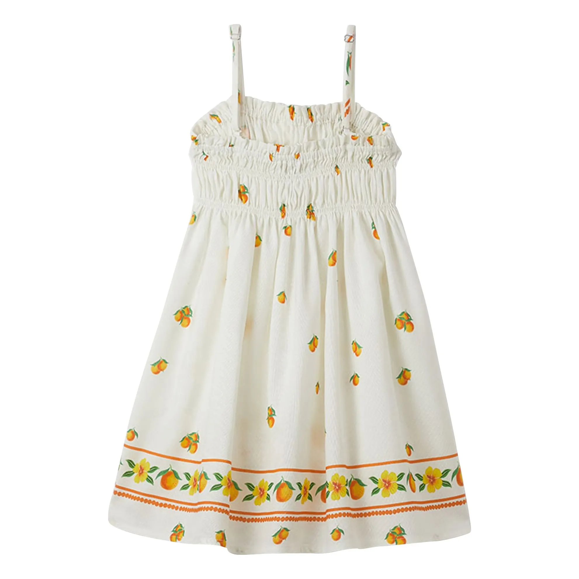 Robe Froncée Oranges | Blanc- Image produit n°2
