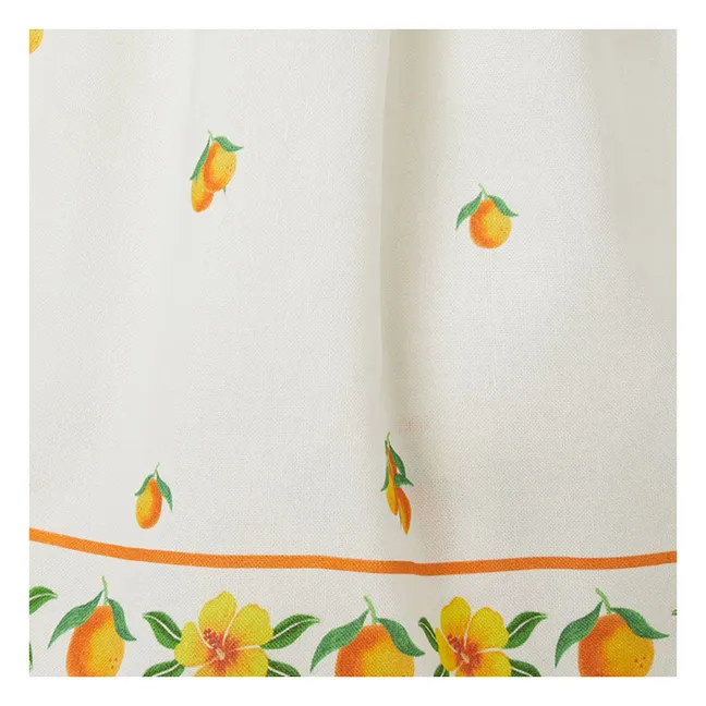 Orange Shirred Dress | White