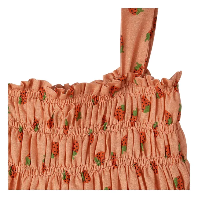Robe Froncée Fraises | Saumon