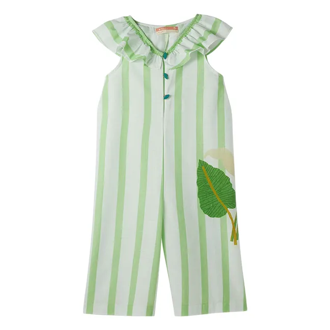 Combinaison Volants Rayée | Vert pâle