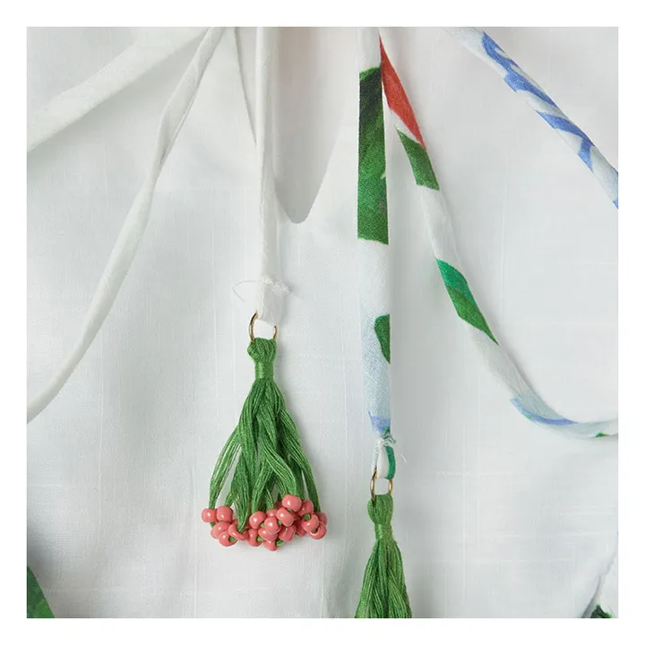 Vestido de flores con mangas acampanadas | Blanco- Imagen del producto n°3