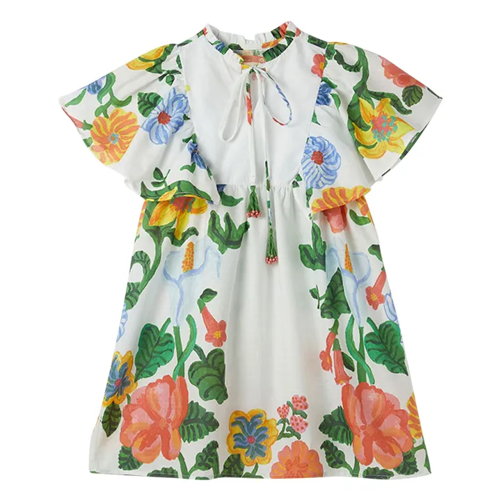 Vestido de flores con mangas acampanadas | Blanco- Imagen del producto n°0