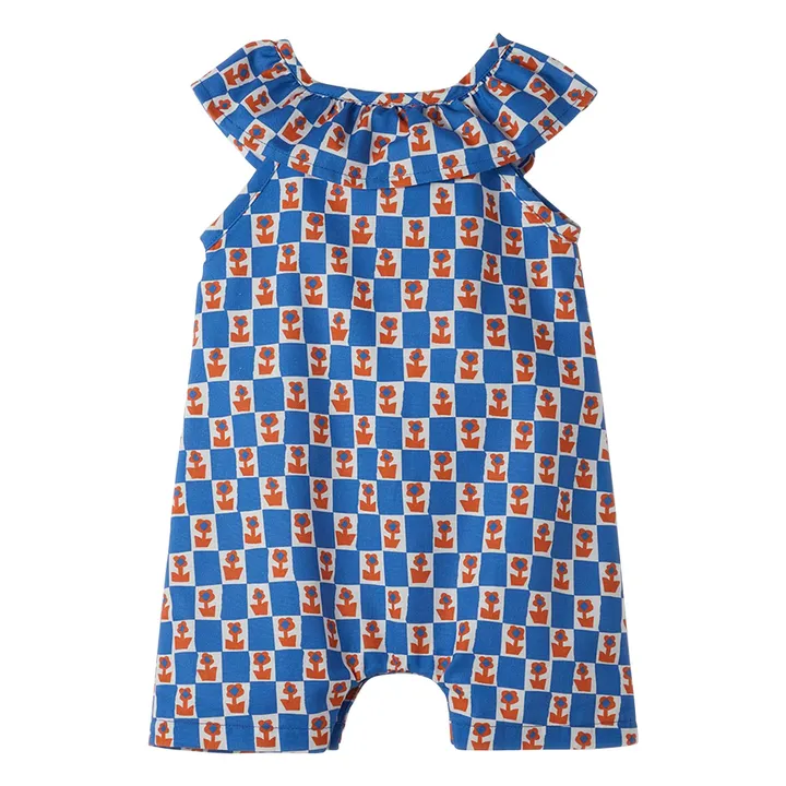 Pelele con volantes Damiers Flowers | Azul- Imagen del producto n°2