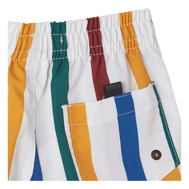 Short de Bain Nino Rayé | Blanc