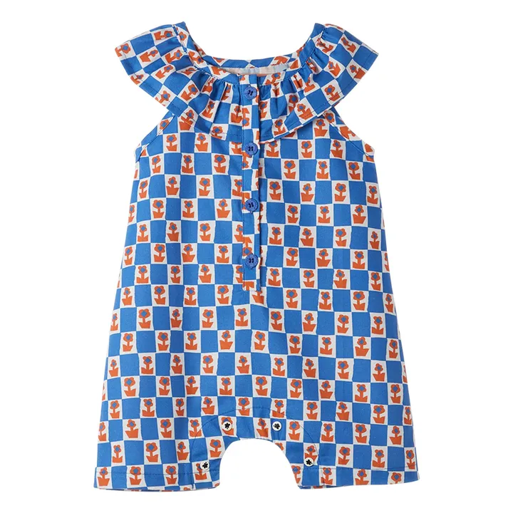 Pelele con volantes Damiers Flowers | Azul- Imagen del producto n°0