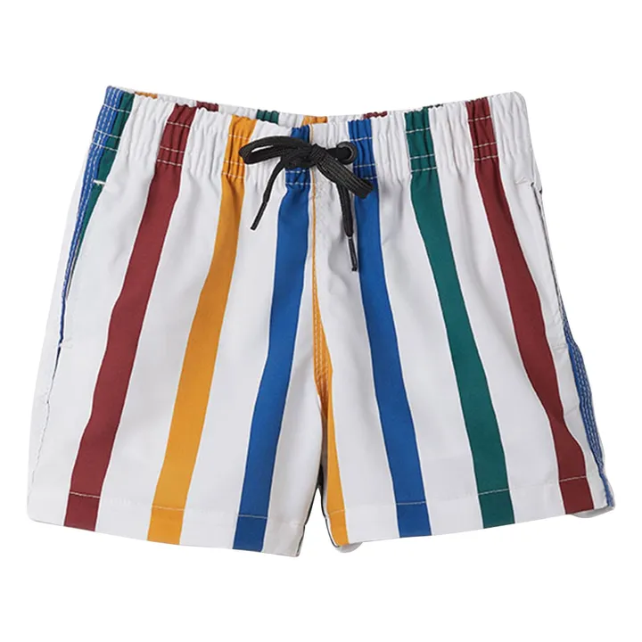 Short de Bain Nino Rayé | Blanc- Image produit n°0