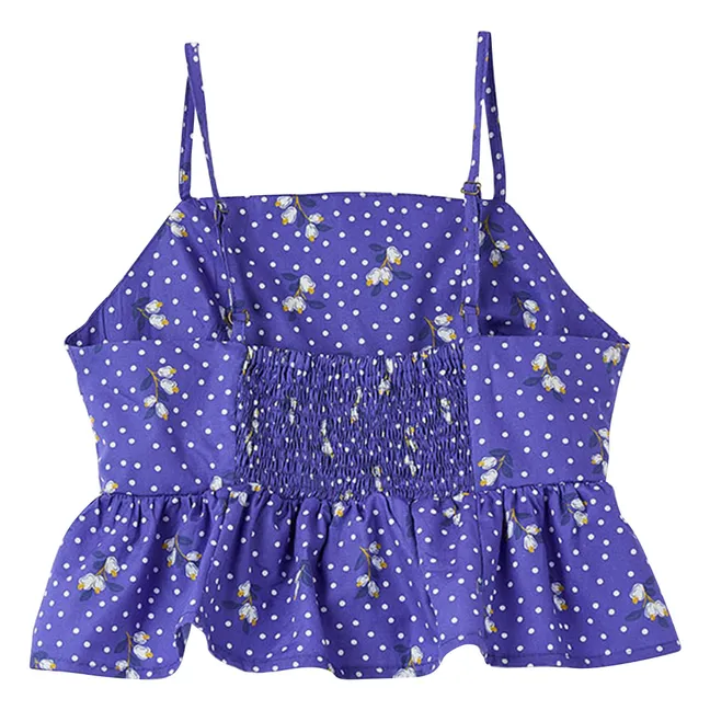 Top Volants Pois | Bleu