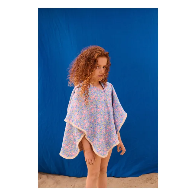 Mael bath poncho in organic cotton | Light blue