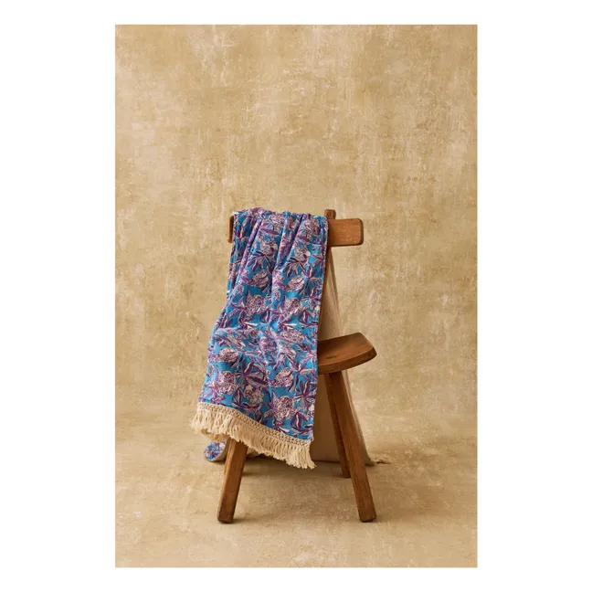 Lana beach towel in organic cotton | Blue