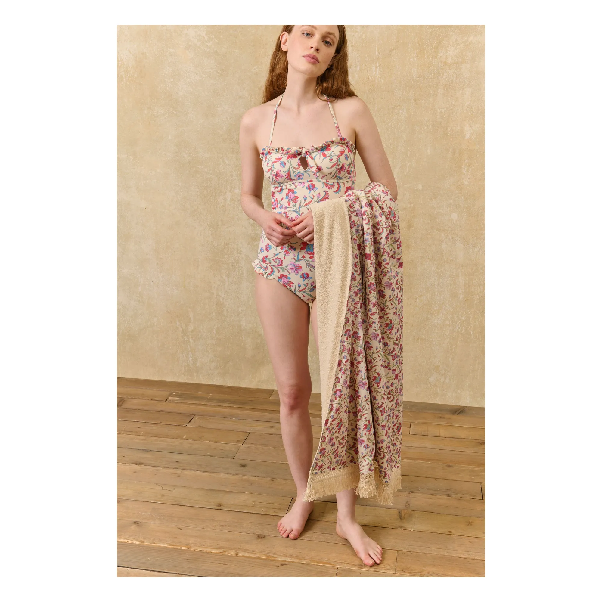 Serviette de plage Lana en coton bio | Crème- Image produit n°1