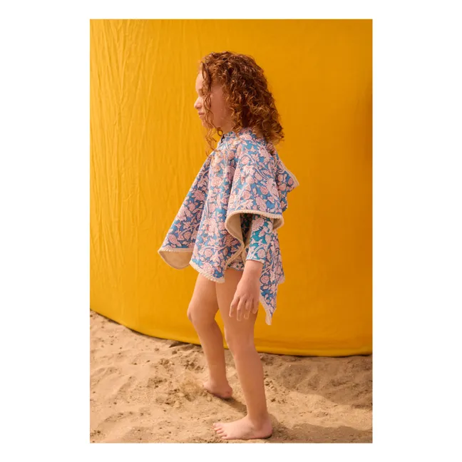 Poncho de baño Mael de algodón orgánico | Azul