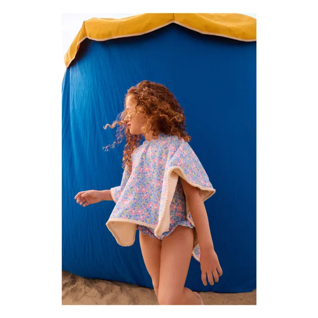 Mael bath poncho in organic cotton | Light blue