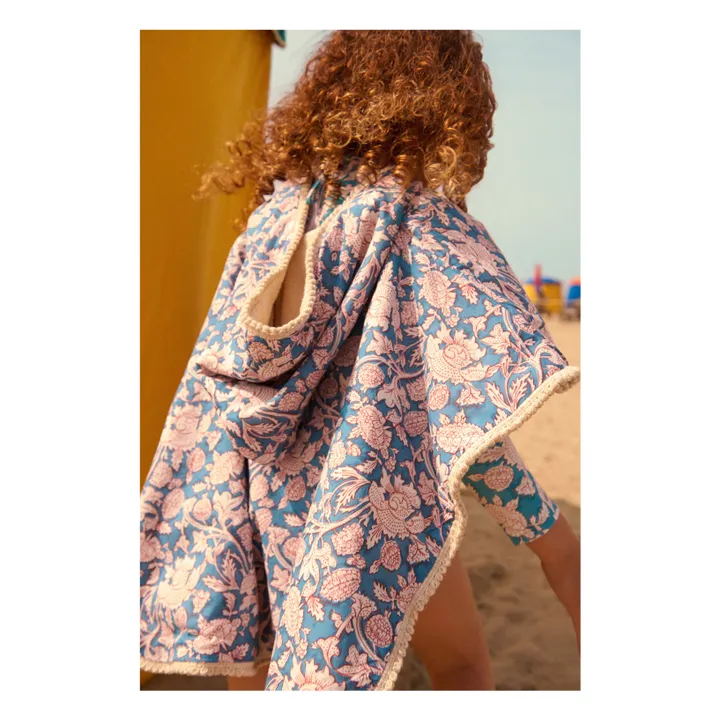 Mael bath poncho in organic cotton | Blue- Product image n°2