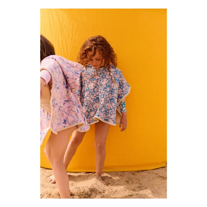 Mael bath poncho in organic cotton | Blue- Product image n°1