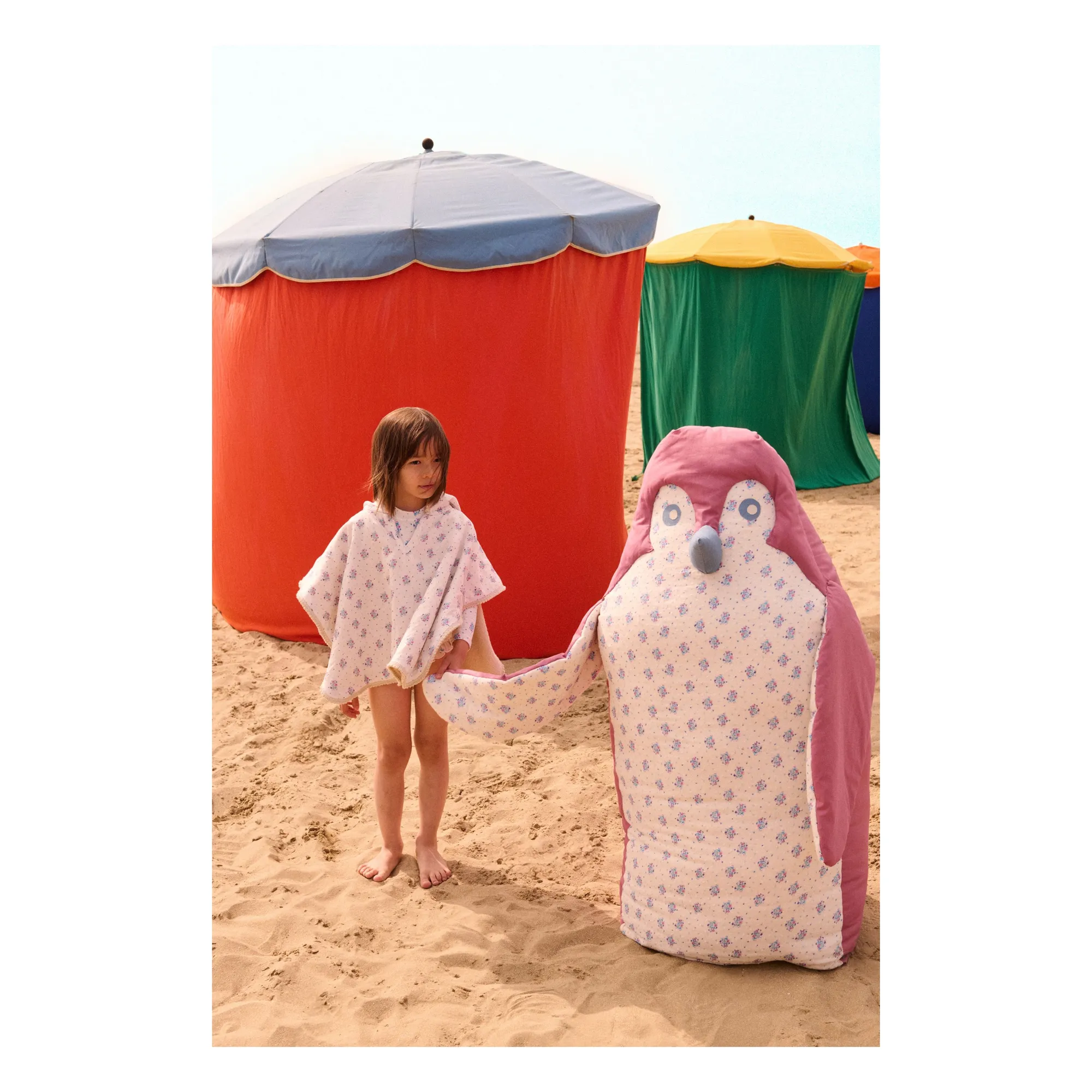 Poncho de bain Mael en coton bio | Ecru- Image produit n°4
