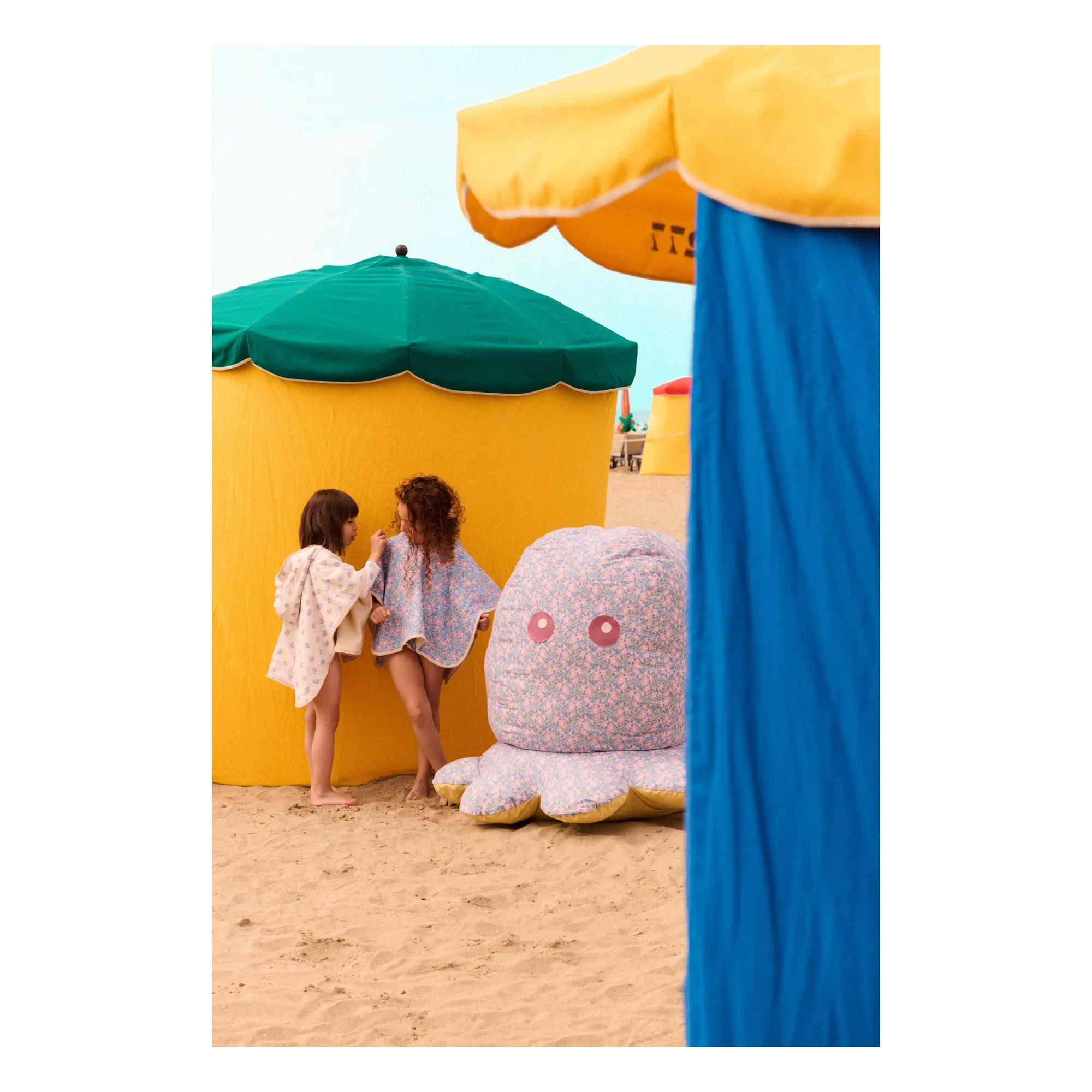 Poncho de bain Mael en coton bio | Ecru- Image produit n°3