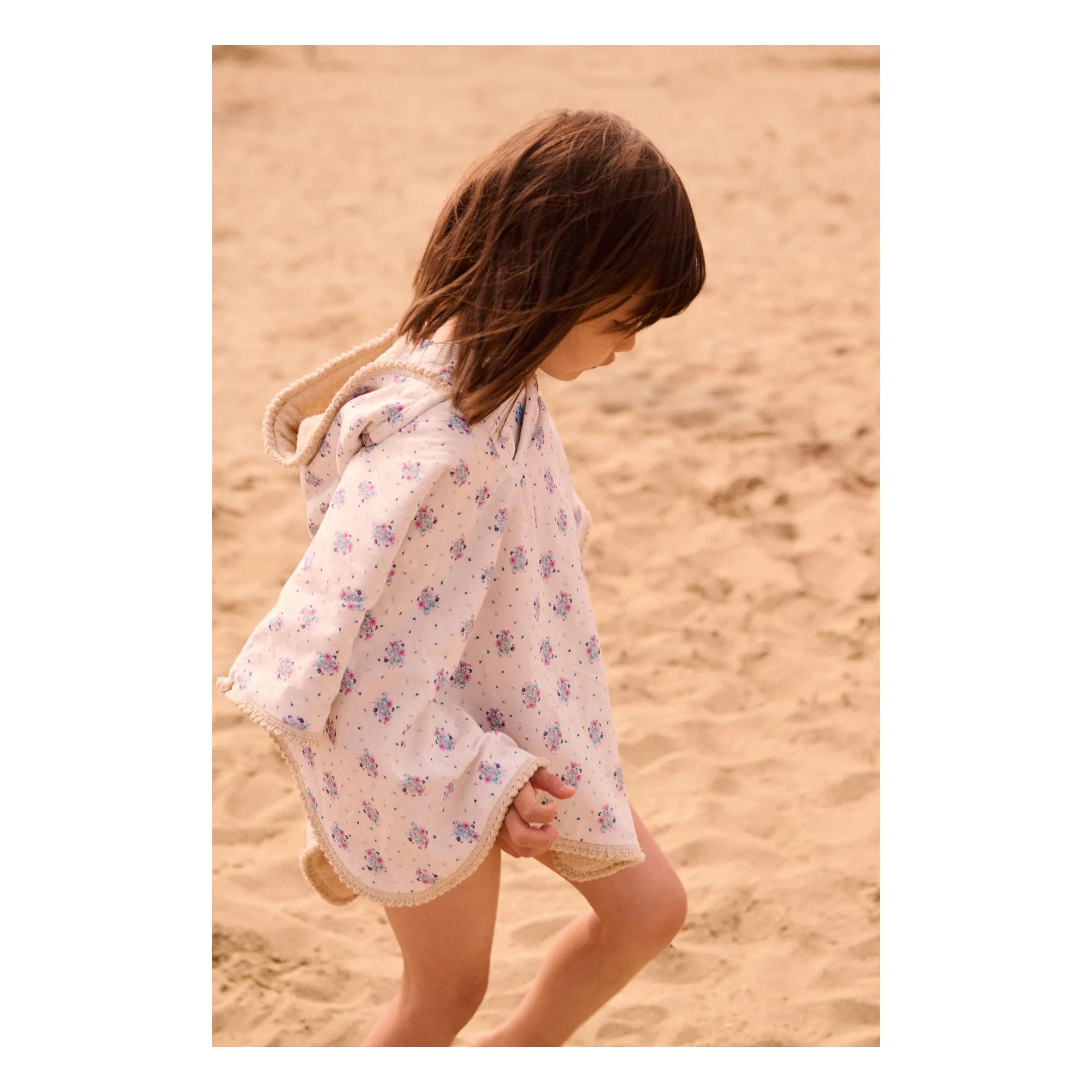 Poncho de bain Mael en coton bio | Ecru- Image produit n°2